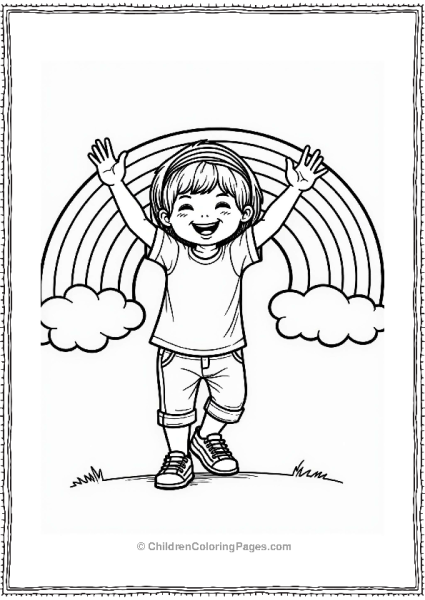 Child With Rainbow Headband Dancing Free PDF Printable