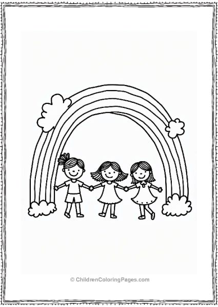 Children Dancing Under A Rainbow Free PDF Printable