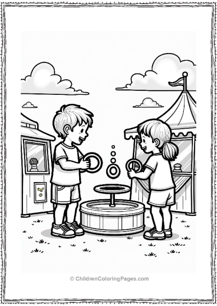 Children Playing Ring Toss At A Summer Fair Free PDF Printable