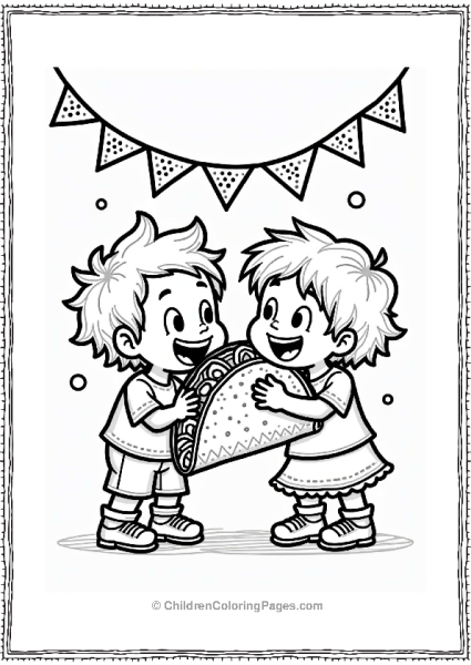 Children Sharing A Giant Taco Free PDF Printable