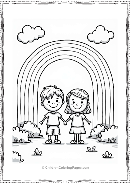 Children Under A Rainbow Free PDF Printable