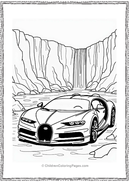 Classic Bugatti By A Waterfall Free PDF Printable