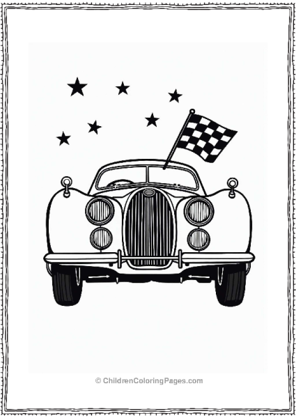 Classic Bugatti Front View Illustration Free PDF Printable