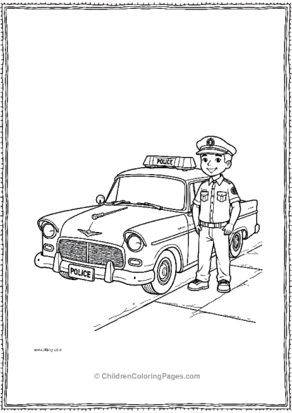 Classic Police Car Parked By Sidewalk Free PDF Printable