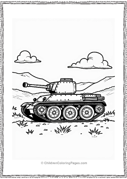 Classic WWII Tank Outline Free PDF Printable