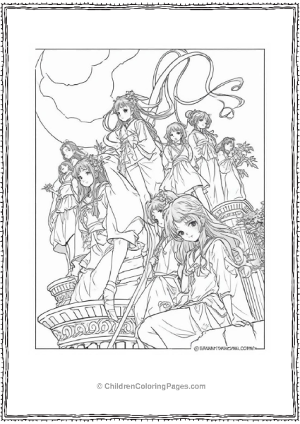 Classical Sailor Moon Animes Group Standing On A Stage Free PDF Printable