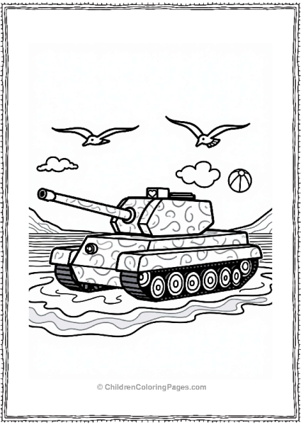 Coastal Camouflage Tank Scene Free PDF Printable
