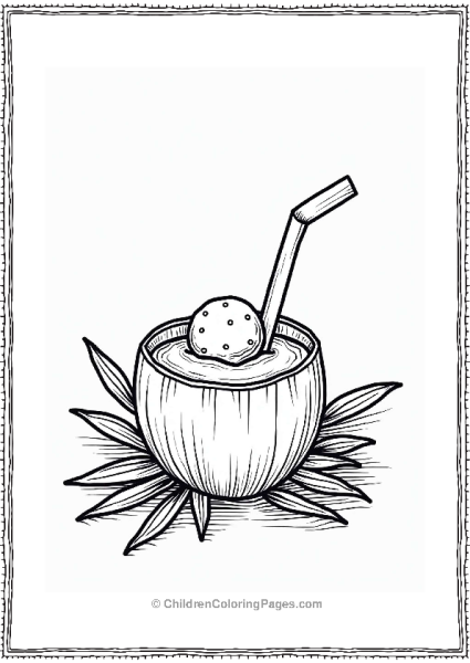 Coconut Boba Tea With Palm Leaves Free PDF Printable
