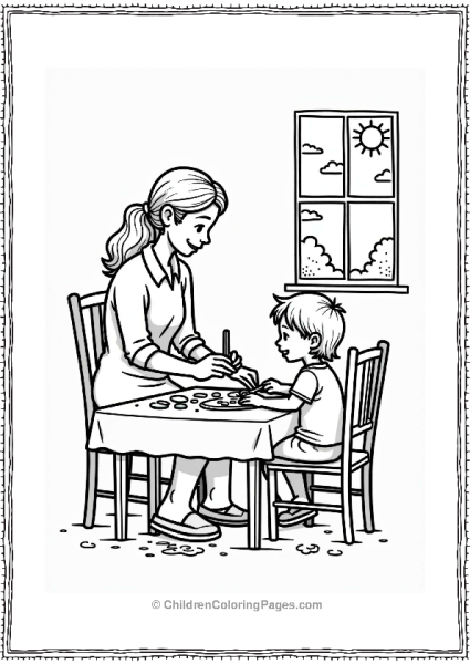 Community Helpers Caregiver Assisting Child With Painting Free PDF Printable