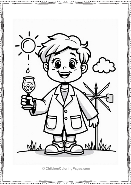 Community Helpers Cheerful Scientist With Weather Tools Free PDF Printable