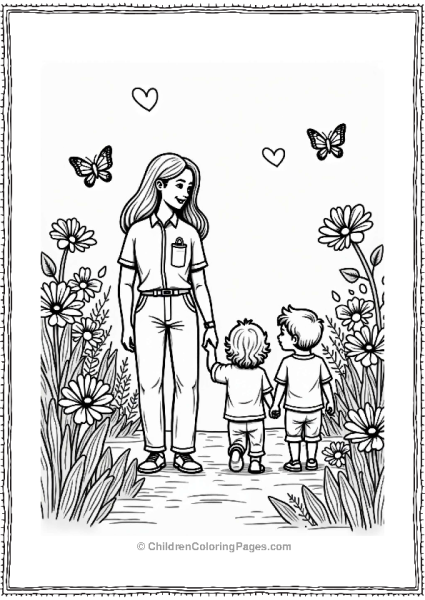 Community Helpers Childcare Provider With Children In Garden Free PDF Printable