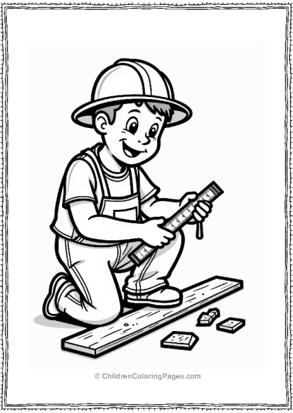 Community Helpers Construction Worker Measuring Wood Free PDF Printable