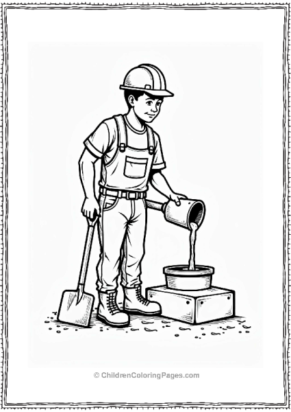 Community Helpers Construction Worker Pouring Concrete Free PDF Printable
