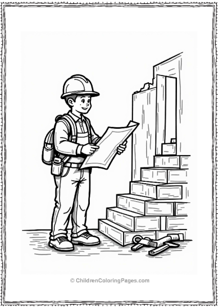Community Helpers Construction Worker With Blueprint Free PDF Printable