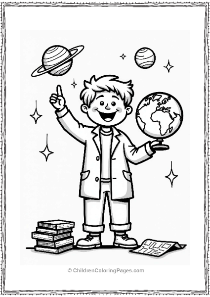Community Helpers Excited Scientist With Globe And Maps Free PDF Printable