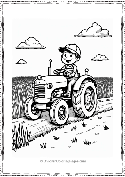 Community Helpers Farmer Driving Tractor In Wheat Field Free PDF Printable
