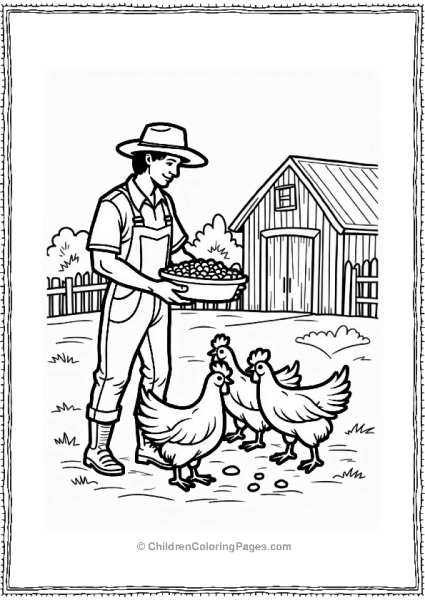Community Helpers Farmer Feeding Chickens Free PDF Printable