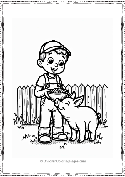 Community Helpers Farmer Feeding Pig Free PDF Printable