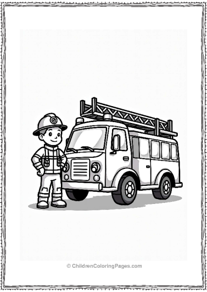 Community Helpers Firefighter With Fire Truck Free PDF Printable