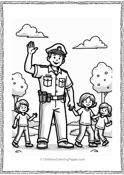 Community Helpers Friendly Police Officer In The Park Free PDF Printable