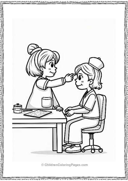 Community Helpers Nurse Checking Temperature Of Patient Free PDF Printable