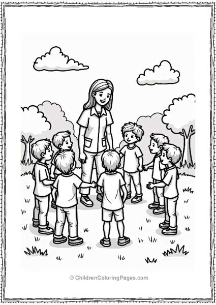 Community Helpers Playing In A Grassy Field Free PDF Printable
