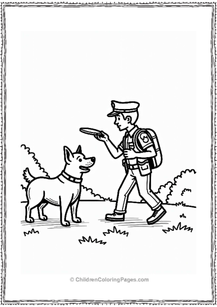 Community Helpers Police Officer And Dog Playing Free PDF Printable