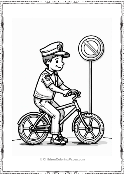 Community Helpers Police Officer Checking Bicycle Safety Free PDF Printable