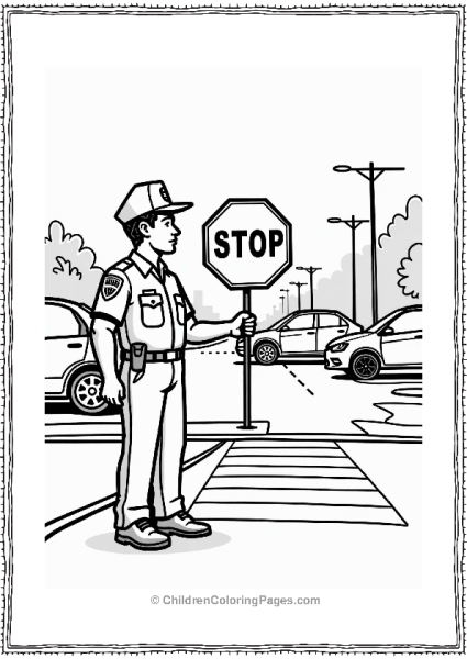 Community Helpers Police Officer Guiding Traffic Free PDF Printable