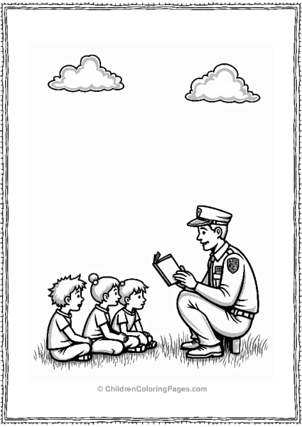 Community Helpers Police Officer Reading To Children Free PDF Printable