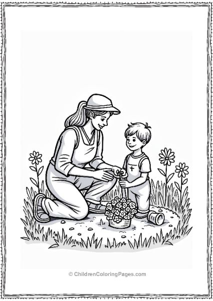 Community Helpers Teaching Kids To Plant Flowers Free PDF Printable