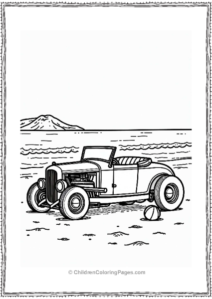 Convertible Hot Rod At The Beach Free PDF Printable