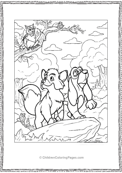 Copper And Tod On A Rock Looking In The Forest Fox And The Hound Free PDF Printable