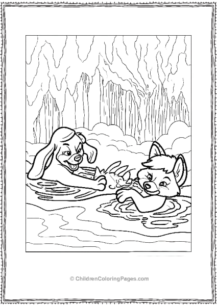 Copper And Tod Playing In Water Free PDF Printable