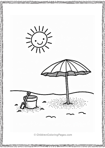 Cozy Beach Scene With Smiling Sun Free PDF Printable