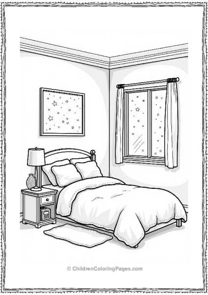 Cozy Bedroom With Starry Night Free PDF Printable