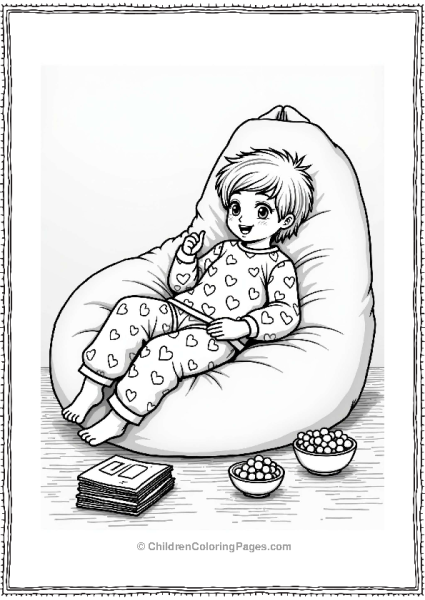 Cozy Character In Heart Pajamas Free PDF Printable