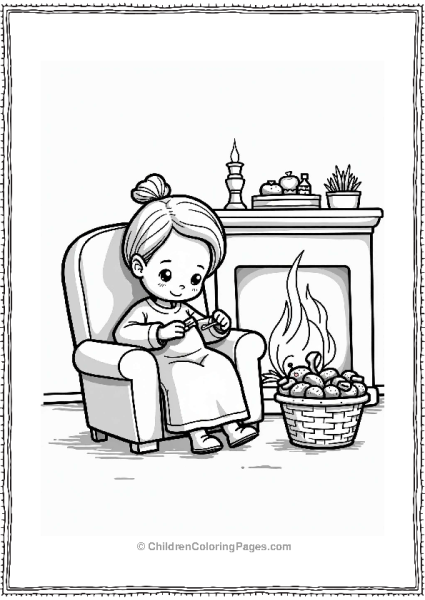 Cozy Character Sewing By The Fireplace Free PDF Printable