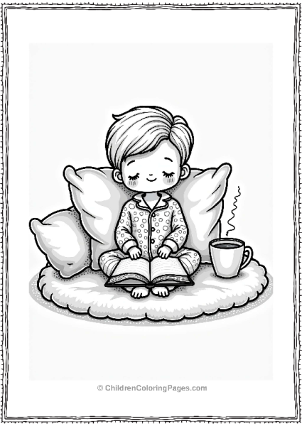 Cozy Character With Hot Chocolate And Book Free PDF Printable