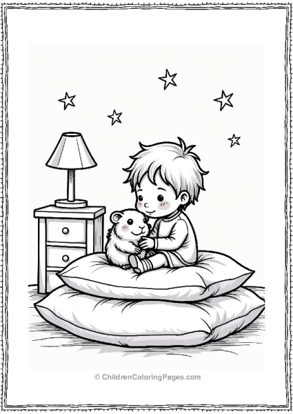Cozy Child And Guinea Pig In Pillow Fort Free PDF Printable