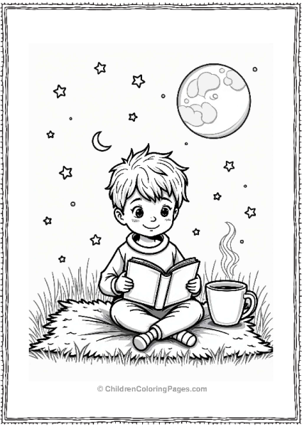 Cozy Child Reading Under The Stars Free PDF Printable