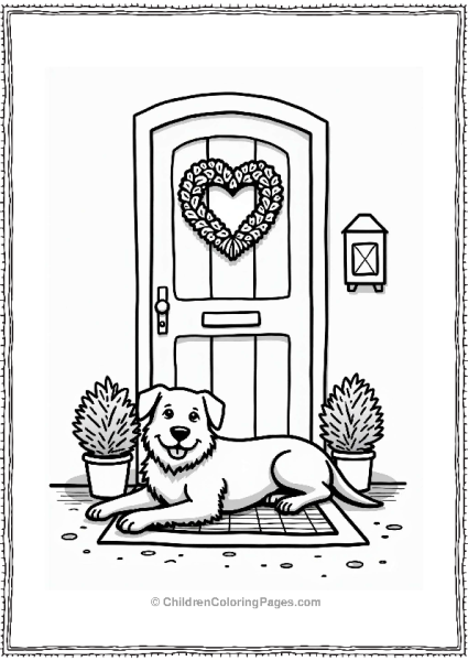Cozy Dog At The Front Door Free PDF Printable