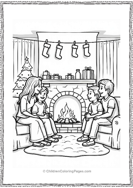 Cozy Family Christmas By The Fireplace Free PDF Printable
