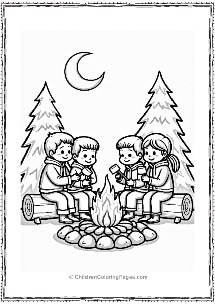 Cozy Family Roasting Marshmallows By The Fireplace 1 Free PDF Printable