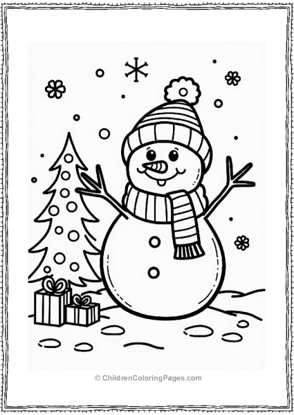 Cozy Festive Snowman With Holiday Tree Free PDF Printable
