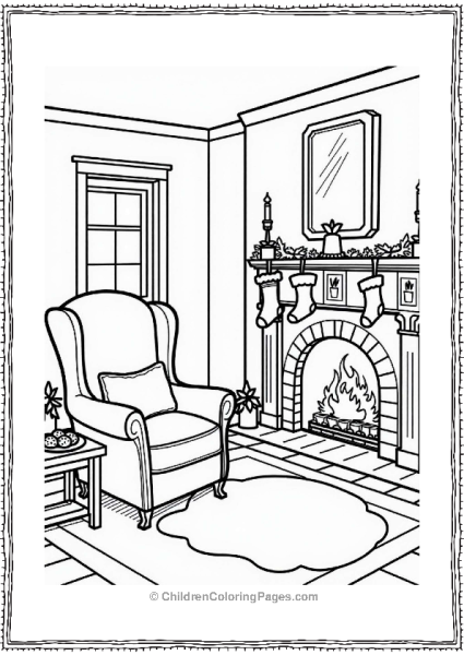 Cozy Fireplace With Gingerbread Cookies Free PDF Printable