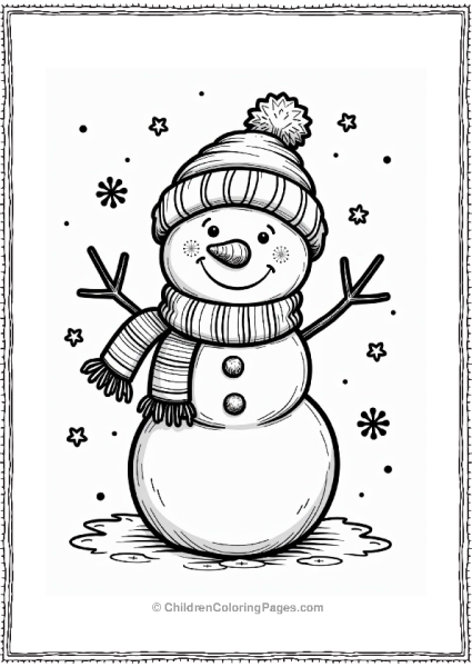Cozy Fluffy Snowman With Carrot Nose Free PDF Printable