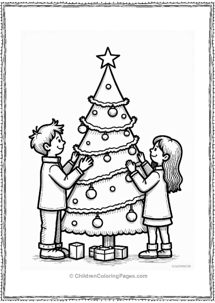 Cozy Friends Decorating A Christmas Tree Free PDF Printable