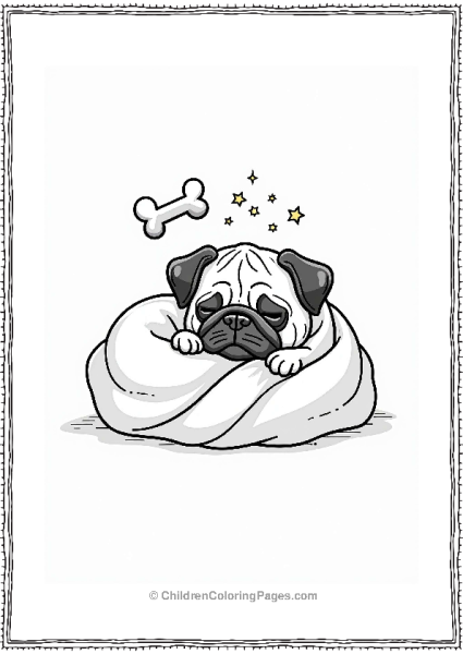 Cozy Pug With Dream Bubbles Free PDF Printable