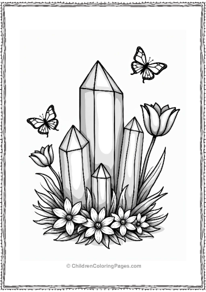 Crystal Quartz With Tulips And Butterflies Free PDF Printable